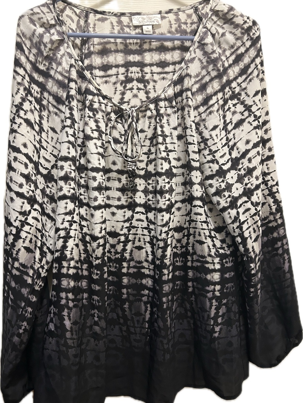 dressbarn Black and White Tie-Dye Peasant Skirt